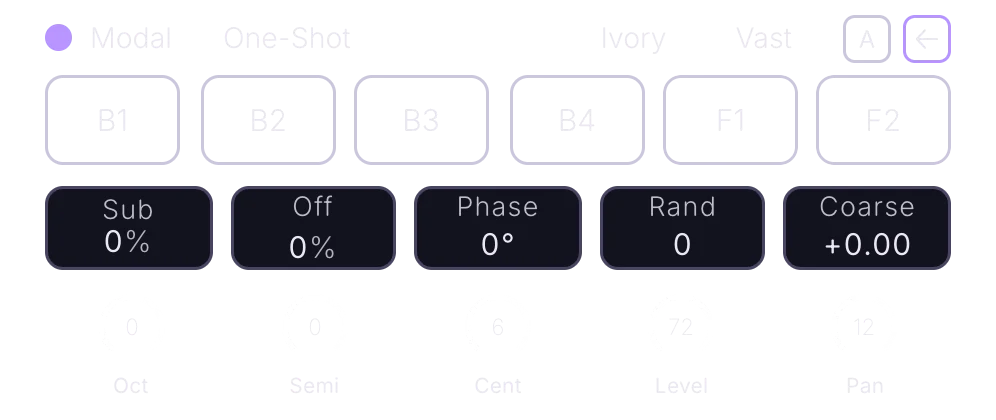 Oscillator A, Modal engine, back panel