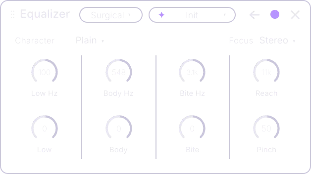 Equalizer card back with Character, Focus and eight knobs