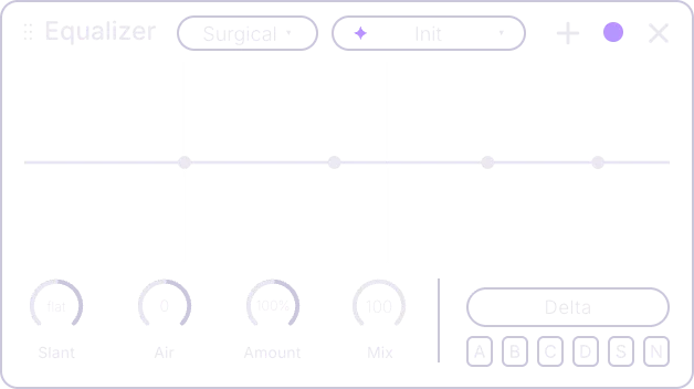 Equalizer card front on the Surgical type, with four band dots on a flat line