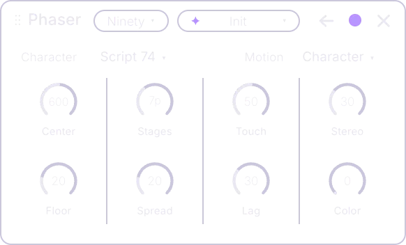 Phaser effect card, back panel