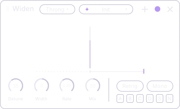 Widen effect card, front panel